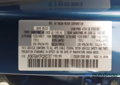 2023 Mazda Cx-5 2.5 S from USA, damaged, VIN JM3KFBAM7P0260787